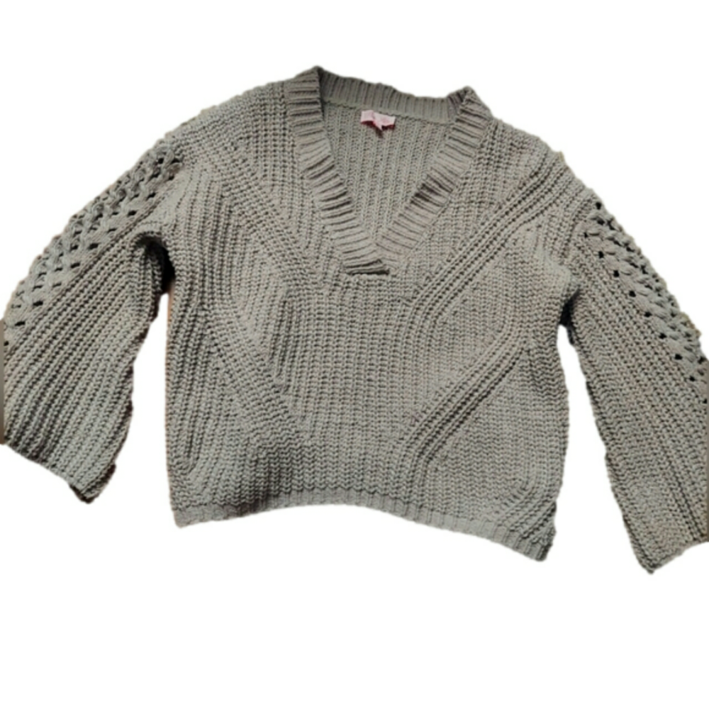 Pink Lily Sweater Crocheted Knitted Oversize Look